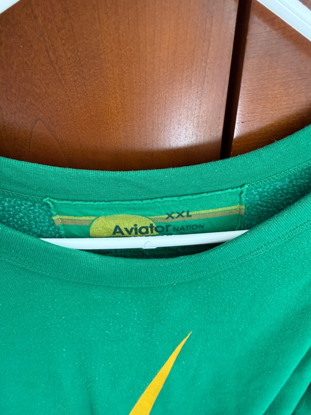 Aviator Nation Green Sweatshirt with Yellow Lightning Bolt - Picture 2 of 3